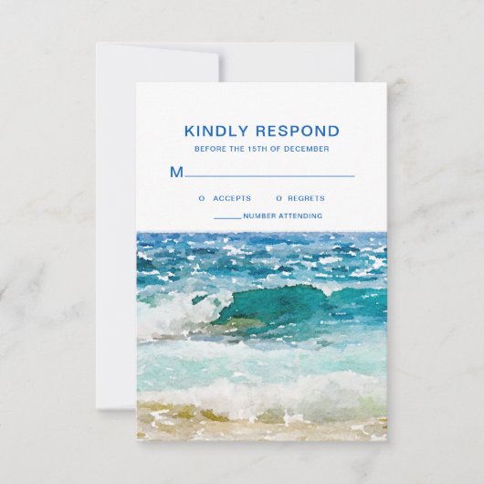 Tropisch strand bruiloft RSVP kaartje (Voorkant)