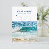 Tropisch strand bruiloft RSVP kaartje (Staand voorkant)