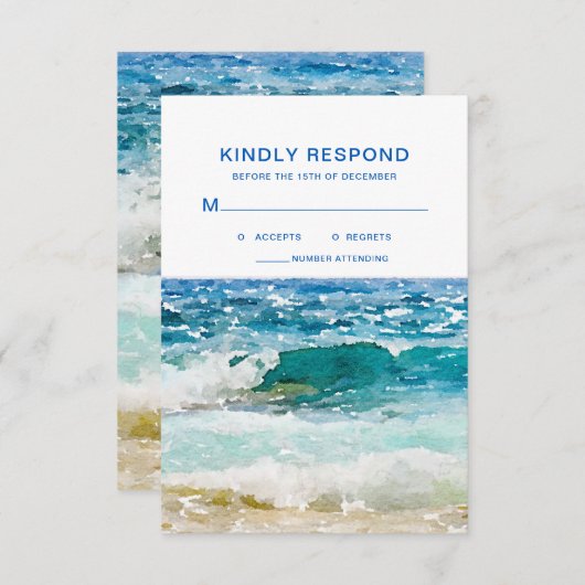 Tropisch strand bruiloft RSVP kaartje (Voorkant / Achterkant)