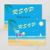 Tropisch strand bruiloft RSVP Kaartje (Voorkant / Achterkant)