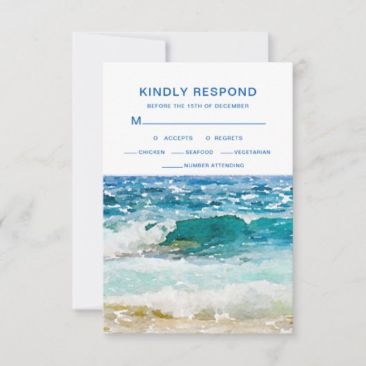 Tropisch strand bruiloft RSVP kaartje (Voorkant)