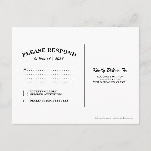 Tropisch strand bruiloft RSVP | Koord van lichten Uitnodiging Briefkaart (Achterkant)