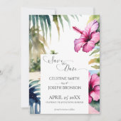 Tropisch strand bruiloft save the date (Voorkant)