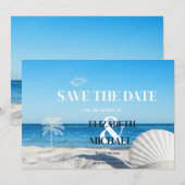 Tropisch strand bruiloft save the date (Voorkant / Achterkant)