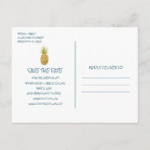 Tropisch strand bruiloft slaat de datum op aankondigingskaart (Achterkant)