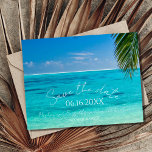 Tropisch strand bruiloft slaat de datum op aankondigingskaart<br><div class="desc">Dit mooie tropische strand is de date bruiloft briefkaarten die perfect zijn voor je tropische,  strand- of oceaanbruiloft. Pas je aan met je trouwgegevens.</div>