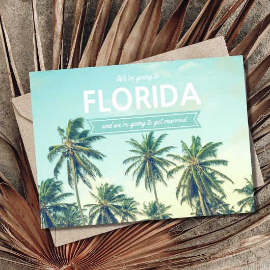 Tropisch strand bruiloft slaat de datum op aankondigingskaart