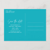 Tropisch strand bruiloft slaat de datum op aankondigingskaart (Achterkant)