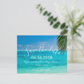 Tropisch strand bruiloft sparen de Briefkaarten va (Staand voorkant)