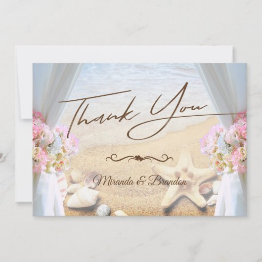 Tropisch strand bruiloft Starfish Bedankkaart (Voorkant)
