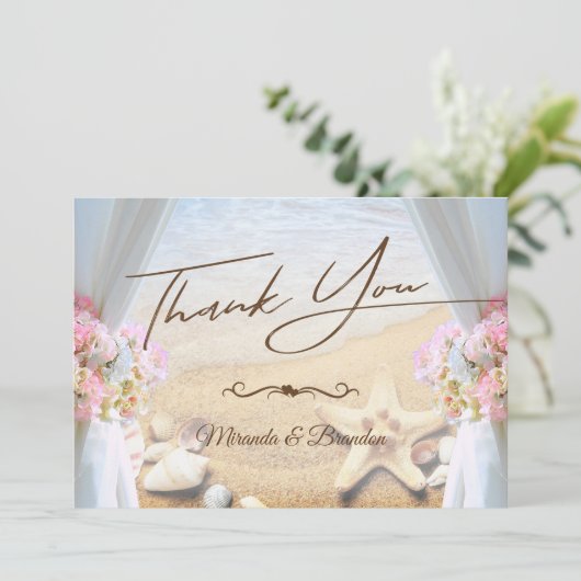 Tropisch strand bruiloft Starfish Bedankkaart (Staand voorkant)