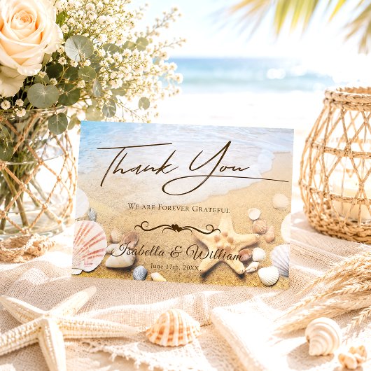 Tropisch strand bruiloft Starfish Bedankt Briefkaart