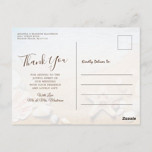 Tropisch strand bruiloft Starfish Bedankt Briefkaart (Achterkant)