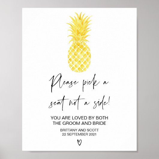 Tropisch strand bruiloft zitplaats kaart bord poster (Voorkant)