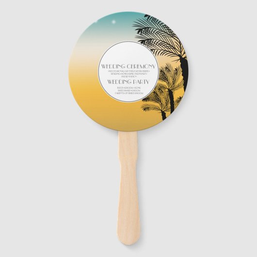 Tropisch strand bruiloft zonsondergang sterrenlich handwaaier (Achterkant)