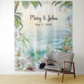 Tropisch strand bruiloftsfoto achtergrond wandkleed (In situ)