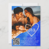 Tropisch strand Chic Blue Gold Destination Wedinat Kaart (Achterkant)