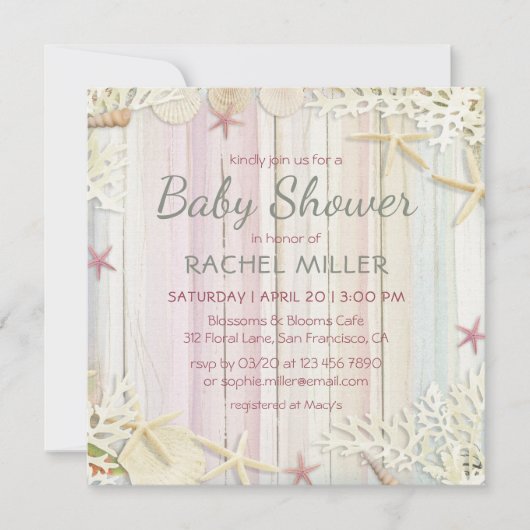 Tropisch strand Chic Modern Seashell Baby shower Kaart (Voorkant)