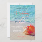 Tropisch strand conch Shell Modern ombre Wedding Kaart (Voorkant)