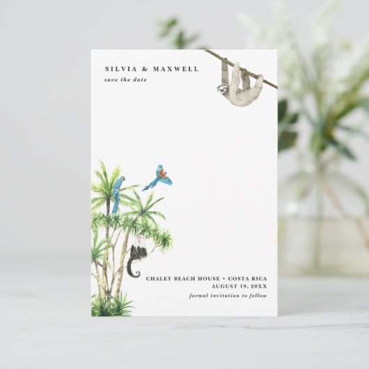 Tropisch strand | Costa Rica Save the Date (Staand voorkant)