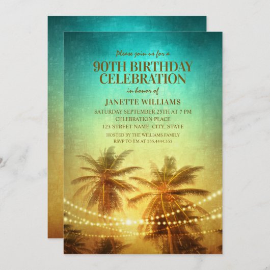 Tropisch strand dat 90e verjaardag Hawaiian hoorde Kaart (Voorkant / Achterkant)