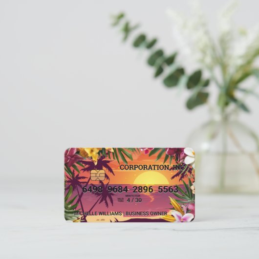 tropisch strand | Debit Kaart Style Visitekaartje (Staand voorkant)