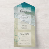 Tropisch strand Destination Wedding All In One Uitnodiging (Binnen)