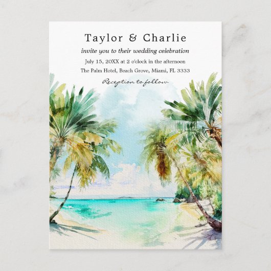 Tropisch strand Destination Wedding Briefkaart (Voorkant)