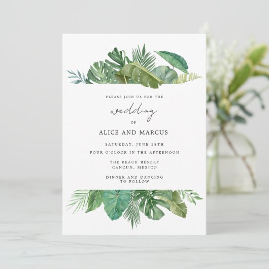 Tropisch strand Destination Wedding Kaart (Staand voorkant)