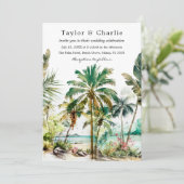 Tropisch strand Destination Wedding Kaart (Staand voorkant)