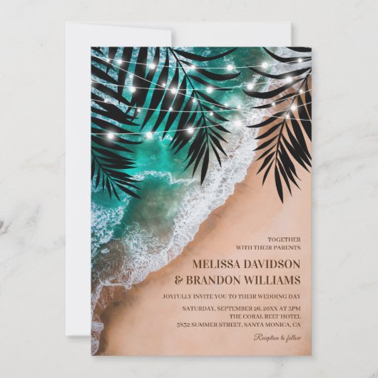 Tropisch strand Destination Wedding Kaart (Voorkant)