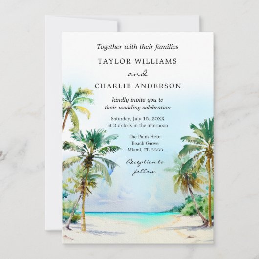 Tropisch strand Destination Wedding Kaart (Voorkant)
