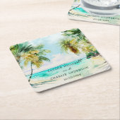 Tropisch strand Destination Wedding Kartonnen Onderzetters (Schuin)