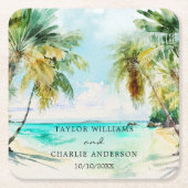 Tropisch strand Destination Wedding Kartonnen Onderzetters (Voorkant)