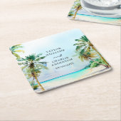 Tropisch strand Destination Wedding Kartonnen Onderzetters (Schuin)