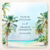 Tropisch strand Destination Wedding Kartonnen Onderzetters (Voorkant)