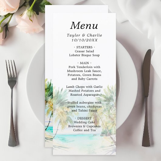 Tropisch strand Destination Wedding Menu