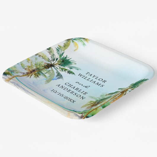 Tropisch strand Destination Wedding Papieren Bordje (Gebogen)