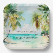 Tropisch strand Destination Wedding Papieren Bordje (Voorkant)