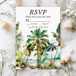Tropisch strand Destination Wedding RSVP Kaartje