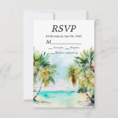 Tropisch strand Destination Wedding RSVP Kaartje (Voorkant)