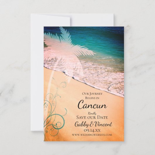 Tropisch strand Destination Wedding Save The Date (Voorkant)