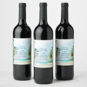 Tropisch strand Destination Wedding Wijn Etiket (Flessen)