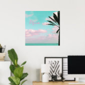 Tropisch strand, dromen, Uitzicht in de oceaan, wo Poster (Thuiskantoor)