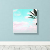 Tropisch strand, dromenzee-Uitzicht, palm Canvas Afdruk (Insitu (Houten vloer))