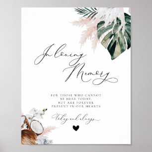 Tropisch strand Dusty Blue Memorial Weddenschap Poster