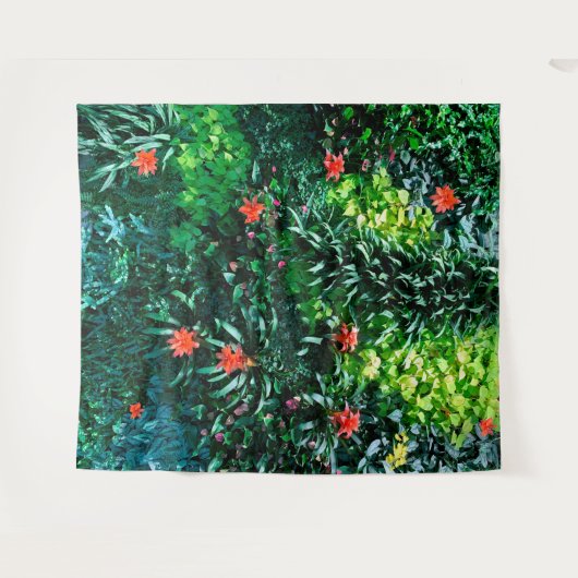 Tropisch strand eiland bloemenaffiche | Muur Wandkleed (Voorkant (horizontaal))