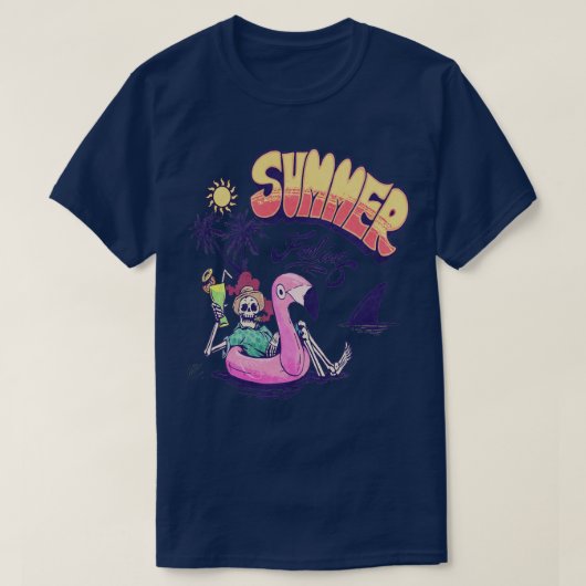 Tropisch strand eiland skelet zomer gevoel t-shirt (Design voorkant)