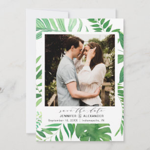 Tropisch strand Elegant groen Foto Save The Date