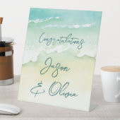 Tropisch strand Elegante bruiloft gefeliciteerd Reclamebord Met Voetstuk (Insitu)